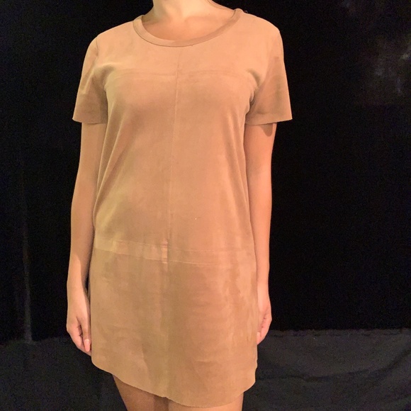 Size M Pseudo-Suede Olivaceous Dress - Picture 1 of 6